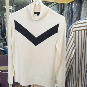 Banana Republic Cream Turtleneck with Black Chevron